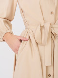 Beige shirt midi dress with belt