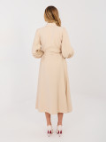 Beige shirt midi dress with belt