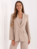 Elegant beige blazer with brooch and lining