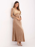Beige maxi dress with belt and sequins