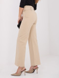 Beige elegant straight-leg trousers with high waist and belt