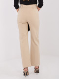Beige elegant straight-leg trousers with high waist and belt