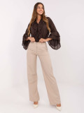 Beige elegant wide-leg cotton trousers