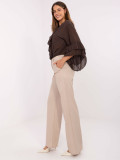 Beige elegant wide-leg cotton trousers