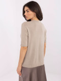 Beige knitted sweater with short sleeves