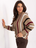 Beige openwork striped sweater