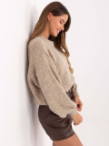 Beige sweater with puff sleeves