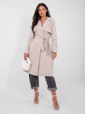 Beige transitional trench coat with belt