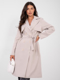 Beige transitional trench coat with belt