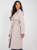 Beige transitional trench coat with belt