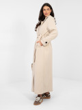 Elegant beige transitional coat with belt