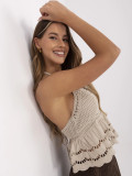 Beige Boho Top with Lace Pattern