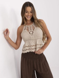 Beige Boho Top with Lace Pattern