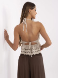 Beige Boho Top with Lace Pattern
