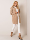 Beige Alpaca Coat with Hood