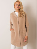 Beige Alpaca Coat with Hood