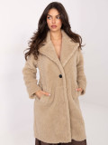 Beige women's coat with lining and pockets