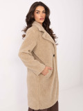 Beige women's coat with lining and pockets