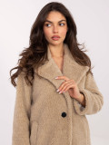Beige women's coat with lining and pockets