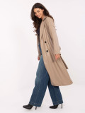 Beige transitional coat with belt