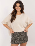 Beige elegant sweater with 3/4 sleeves