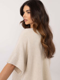 Beige elegant sweater with 3/4 sleeves