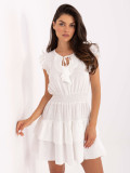 White Flared Dress with Short Sleeves
