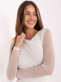 Elegant white bodysuit with appliqué and long sleeves