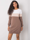 Brown cotton sweatshirt dress with pockets