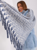 White-Blue Women's Scarf with Fringes