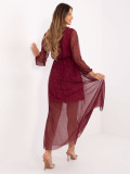 Burgundy maxi dress with belt and lining