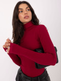 Burgundy ribbed turtleneck blouse