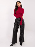 Burgundy ribbed turtleneck blouse