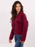 Burgundy cotton shirt with long sleeves and pockets