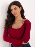Burgundy ribbed long sleeve bodysuit