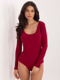 Burgundy ribbed long sleeve bodysuit