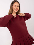 Burgundy flared cotton mini dress