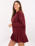 Burgundy flared cotton mini dress