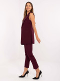 Long elegant burgundy vest with lining