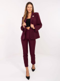 Elegant burgundy blazer with brooch and lining