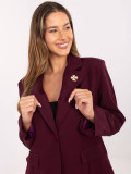 Elegant burgundy blazer with brooch and lining
