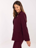 Elegant burgundy blazer with brooch and lining