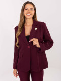 Elegant burgundy blazer with brooch and lining