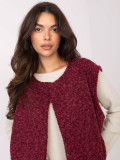 Burgundy knitted vest with pockets