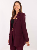 Elegant burgundy blazer with lining and brooch