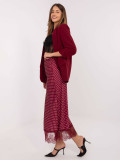 Burgundy polka dot midi skirt with lace