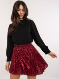 Burgundy mini skirt with sequins and lining