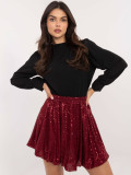 Burgundy mini skirt with sequins and lining