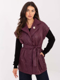 Elegant quilted burgundy vest with belt
