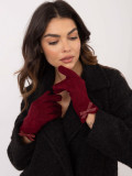 Elegant Bordeaux Gloves with Bow